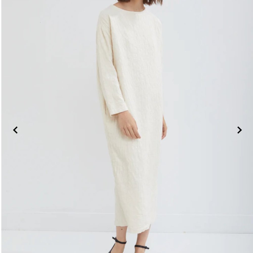 Black Crane Jacquard Long Sleeve Dress